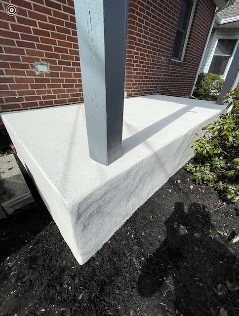 Porch slab and post after refinishing